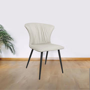 Set 2 Sedie con gambe in metallo nero e schienale avvolgente beige Core