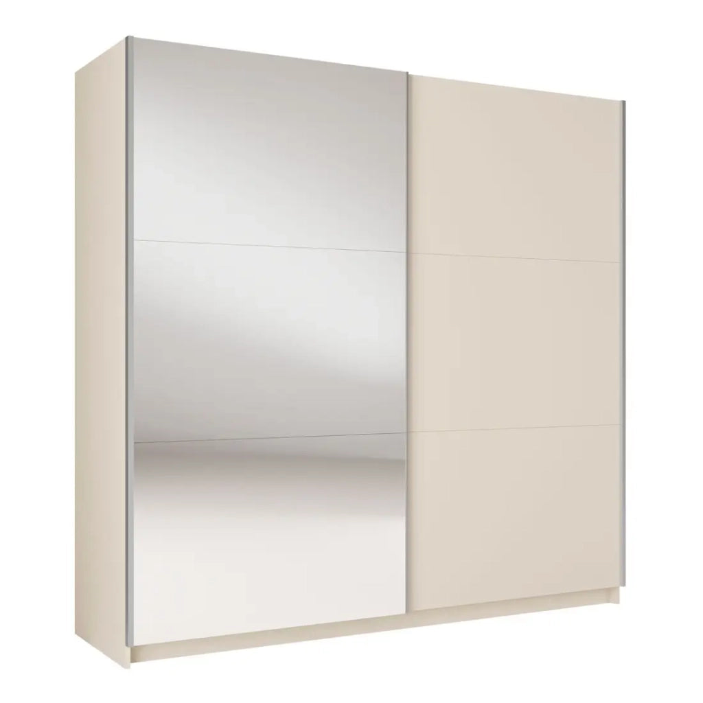Armadio ARSALA a 2 porte scorrevoli con specchio beige sabbia 200 cm
