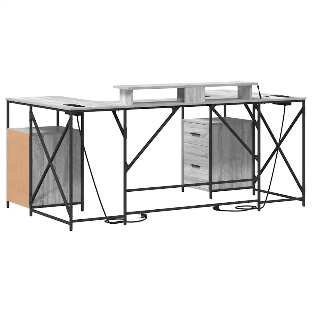 vidaXL Scrivania Grigio sonoma 182 x 101 x 87.5 cm Legno multistrato