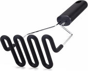 Stampatore di patate in acciaio inox 18/8, con impugnatura di silicone premium, manico morbido, stampatore di patate a mano, purea di verdure e frutta, resistente al lavastoviglie, nero