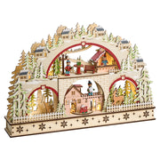 Decorazione natalizia in legno con statuetta LED Accessori natalizi Marrone chiaro