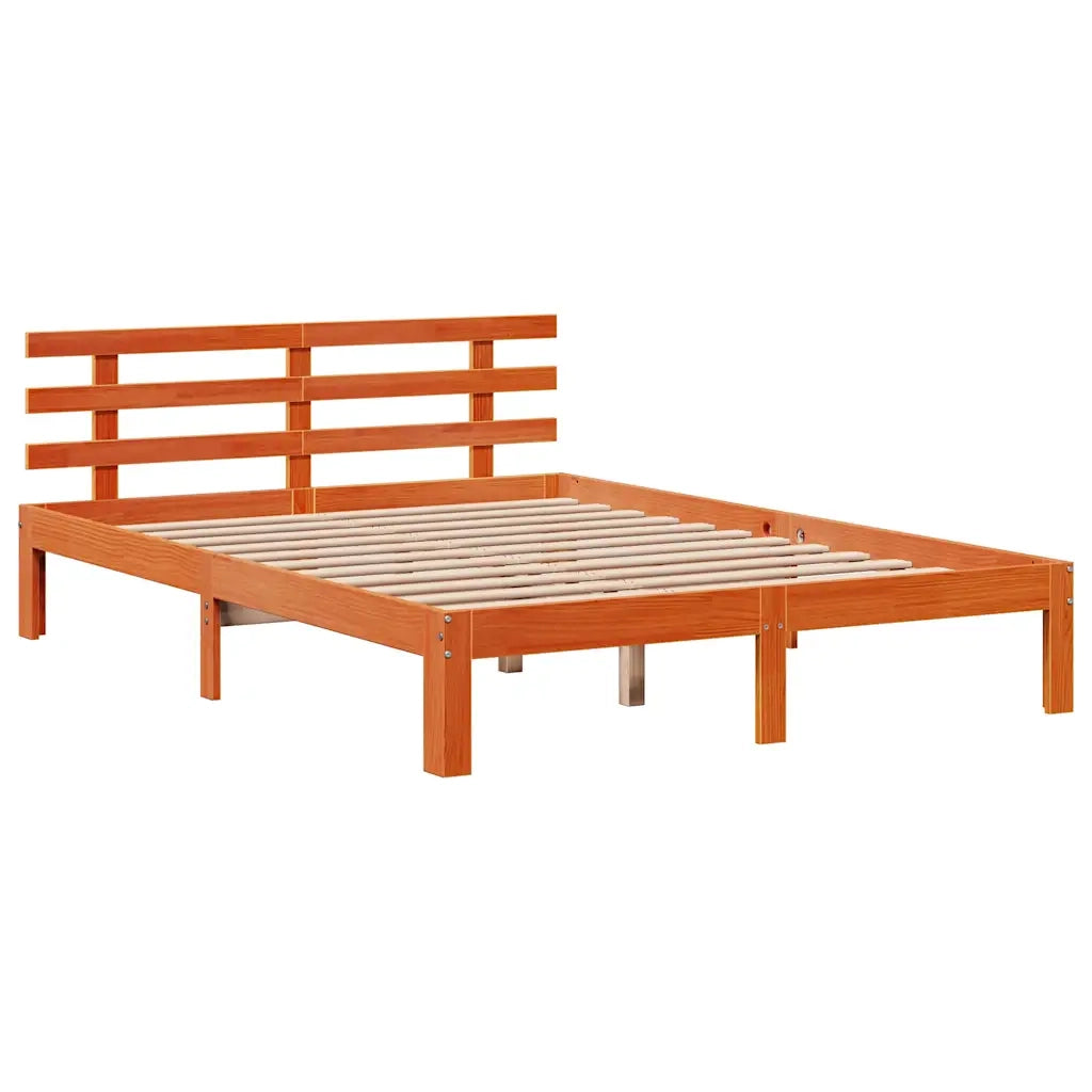 Letto Libreria senza Materasso Marrone Cera 140x190 cm in Pino 3322722