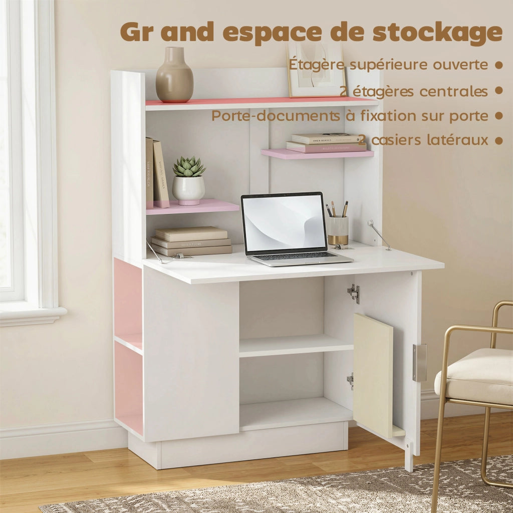 Scrivania per computer ¨C zephmum ¨C 80x30x128 cm, bianco