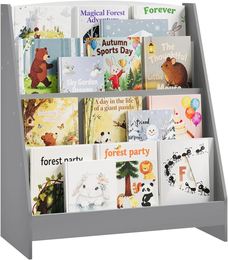 Scaffale Portagiochi Bambini con 4 Scomparti Aperti, Libreria Montessoriana in MDF con Antiribaltamento, 61 x 30 x 70 cm, Bianco