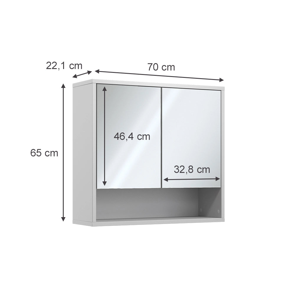 Vicco Specchio contenitore bagno Bianco 70 x 65 cm con 2 porte