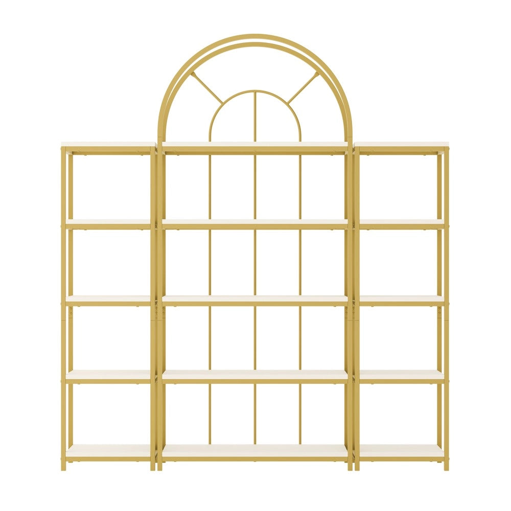 Libreria Modulare con Ripiani in MDF ¨C Xylo ¨C Bianco/Oro, 163x30x184 cm