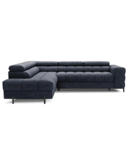 Divano angolare sinistro convertibile Blu scuro 5 posti FERRUM grande formato 276x93x200cm
