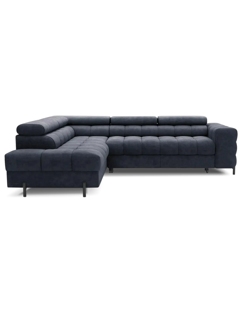 Divano angolare sinistro convertibile Blu scuro 5 posti FERRUM grande formato 276x93x200cm