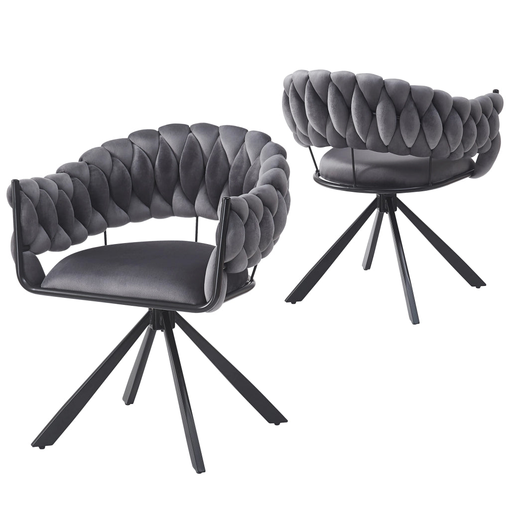 Sedie da Pranzo in Velluto con Gambe in Metallo ¨C MINIMAL ¨C Grigio, Set 2 Pezzi