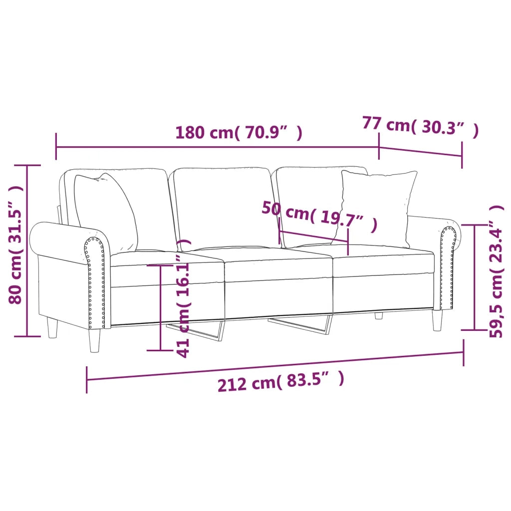 Divano a 3 Posti con Cuscini-Sofa 3 Posti con Cuscini Grigio Scuro 180 cm in Velluto 975274
