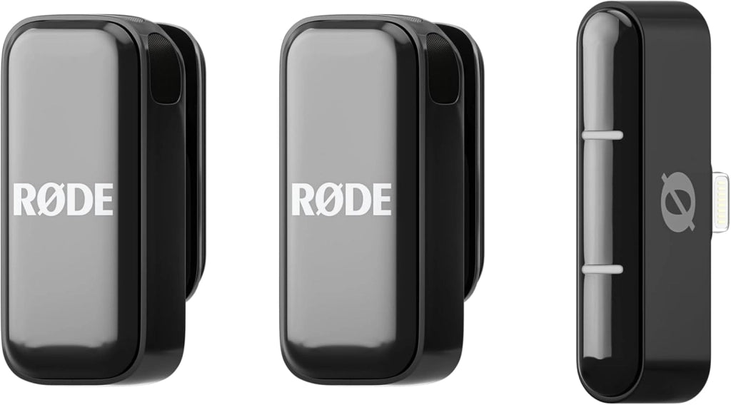 RØDE Wireless Micro - Microfono wireless compatto, due microfoni con custodia di ricarica per la creazione di contenuti per smartphone - Lightning, nero