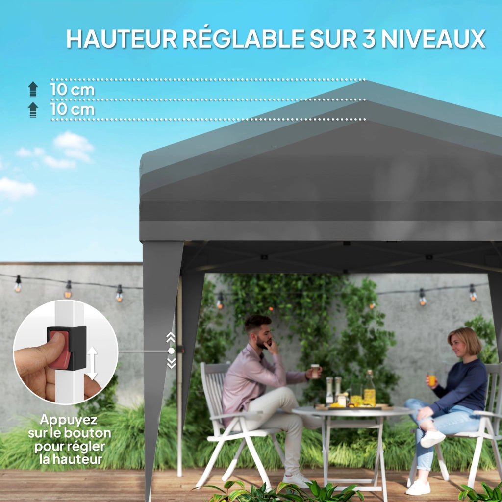 Gazebo pieghevole da giardino 3x3x2,75m ¨C Xylo ¨C con finestre e pareti laterali grigio scuro
