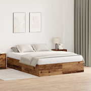 Struttura Letto con Contenitore Legno Invecchiato 150x200 cm