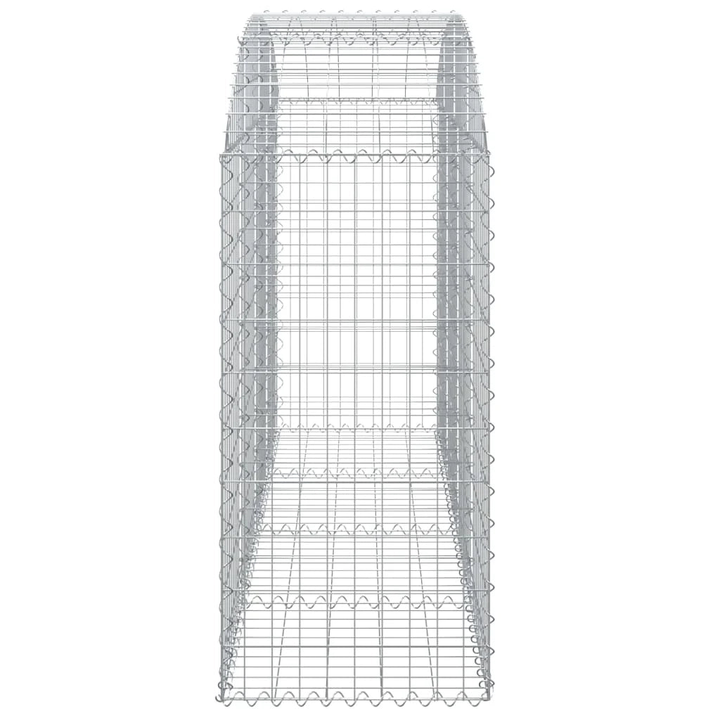 Cesto gabbione recinzione a gabbia muro di contenimento ad arco 200 x 50 x 100/120 cm ferro zincato argento 02_0040019