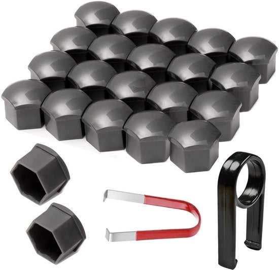 Kit di sostituzione mozzo 22 pezzi - Copertura mozzo 21 mm - Strumenti di rimozione - Coperchi mozzo a sei facce - Materiale di alta qualità in plastica - Garanzia di soddisfazione del cliente - Coperchio mozzo