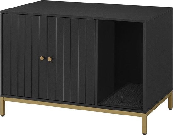 Cassa per Gatti - Rampino per Gatti - Zampe d'Oro - Piastrelle in Alluminio e Acciaio - Grande 80 x 50 x 55 cm - 16,3 kg - Nero-Oro - Capacità 60 kg