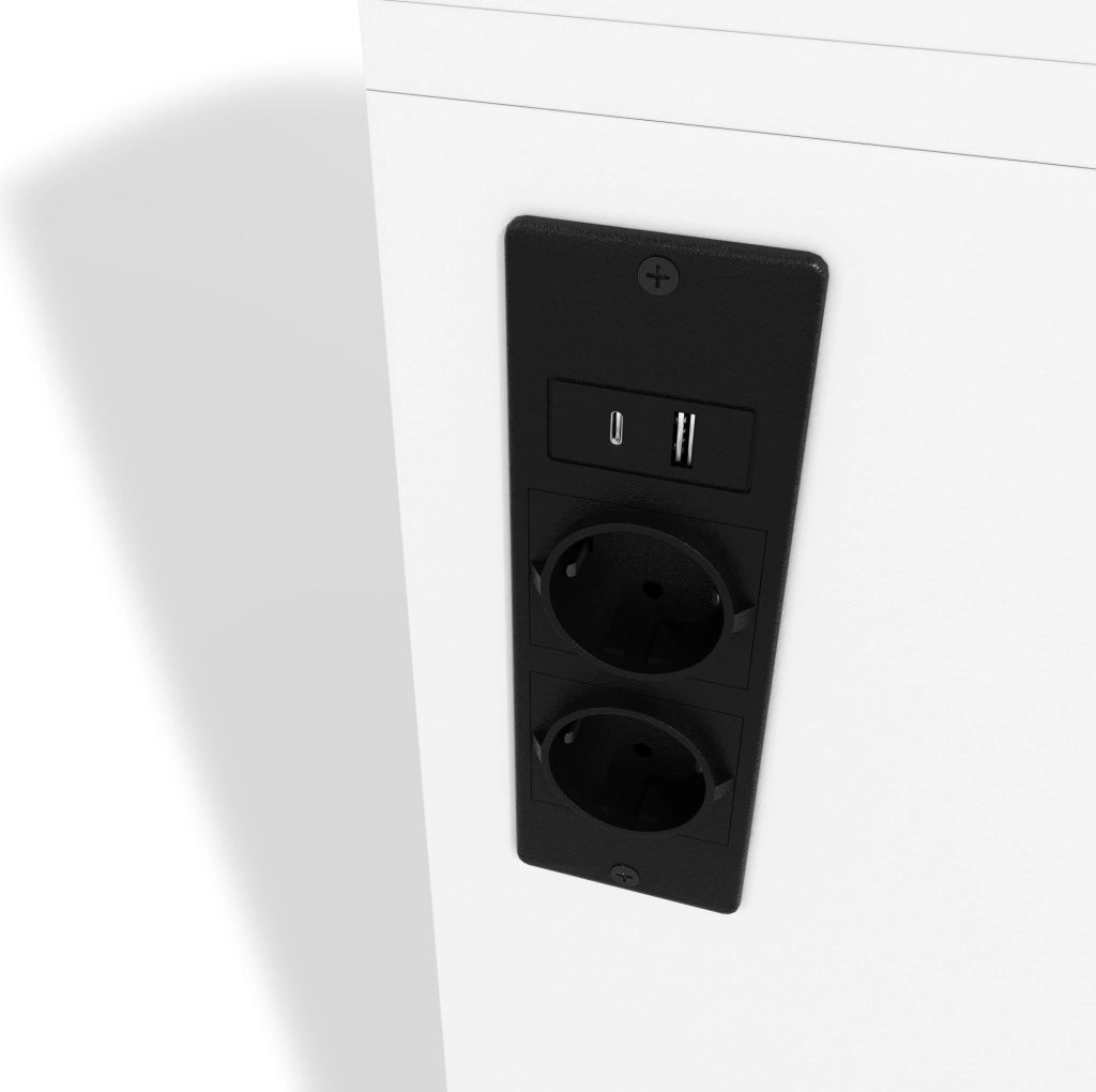 Credenza 105x40x180 cm con luci LED controllabili da app in MDF bianco