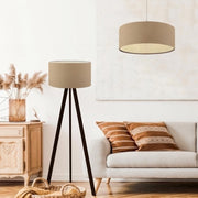 Set di 2 Lampade Scunthorpe Composto di 1 Lampada da Terra e 1 Lampada a Sospensione con Paralumi Beige lux.pro