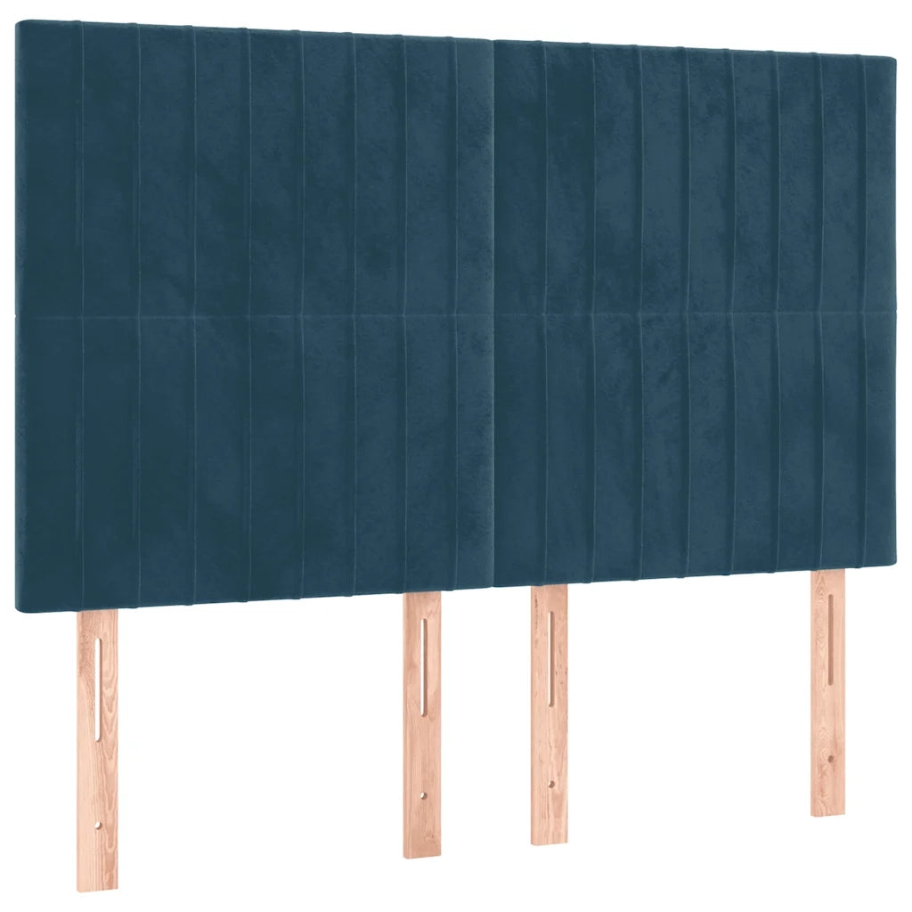 Testiera-Testata-Testiera Decorativa Blu Scuro 144x5x118/128 cm Velluto 367364