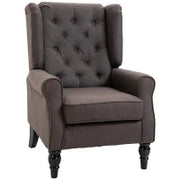 Poltrona per Salotto in Stile Francese con Seduta Imbottita e Cuscini, in Poliestere, 74x86x102 cm, Marrone