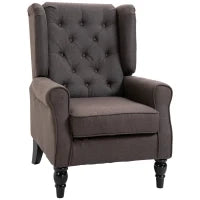 Poltrona per Salotto in Stile Francese con Seduta Imbottita e Cuscini, in Poliestere, 74x86x102 cm, Marrone