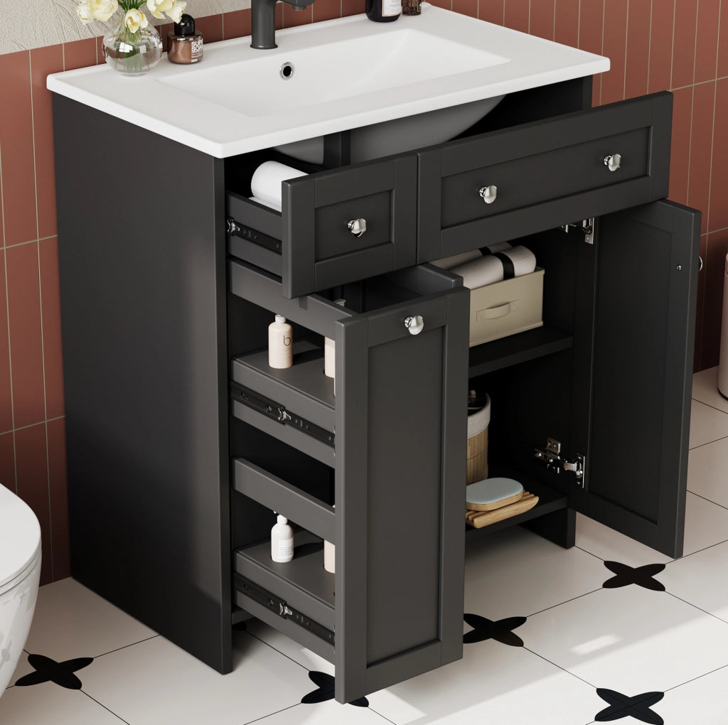 Mobile lavabo da bagno freestanding nero 76x47x86 cm