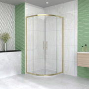 Box Doccia Semicircolare 80X80 cm Porte Scorrevoli Vetro Temperato 6 mm Trasparente Anticalcare Oro Spazzolato 190 cm