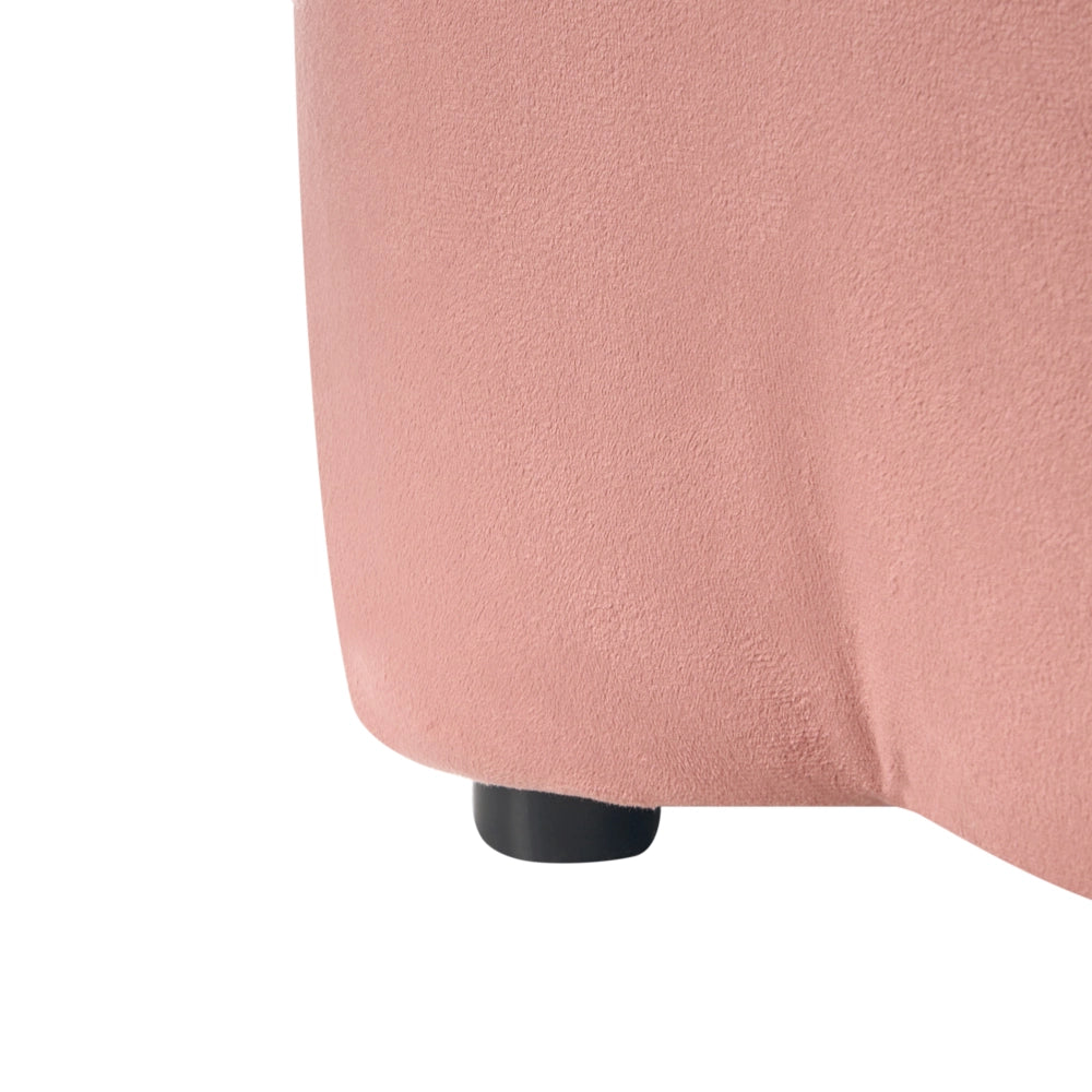 Pouf in velluto rosa con vano portaoggetti motivo floreale per soggiorno e camera da letto stile scandinavo