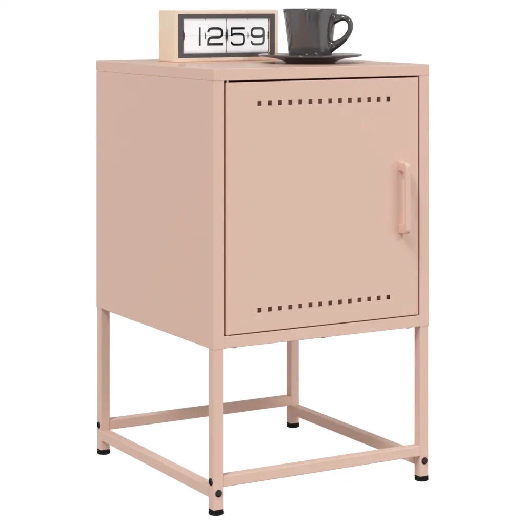 Comodini 2 pz-Set di 2 Tavolino da notte Rosa 36x39x60,5 cm in Acciaio 738688