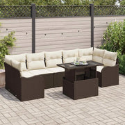 Set Divano da Giardino con cuscino 8 pcs Marrone Poly Rattan