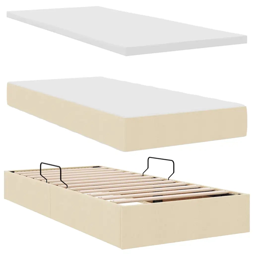 Letto con Contenitore Crema 180 x 200 cm Pelle Sintetica 3370917