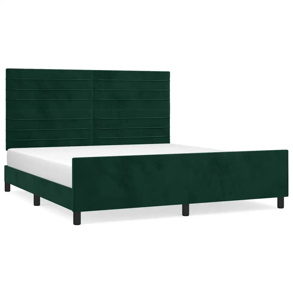 Giroletto con Testiera-Struttura Letto Verde Scuro 180x200 cm in Velluto 521628