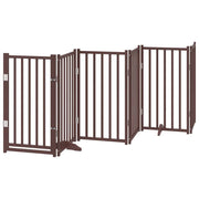 Cancelletto di sicurezza per cani con porta 6 pannelli legno massello di abete marrone 02_0023328