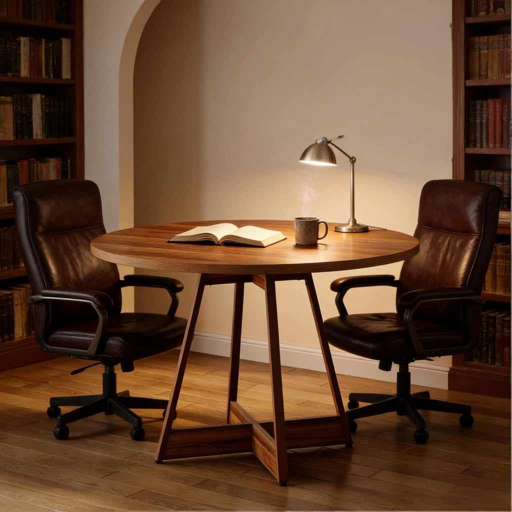 Tavolo da pranzo rotondo Ø100 cm in MDF marrone