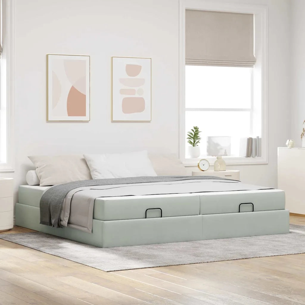 Struttura letto con materasso 2 pcs Grigio chiaro Velluto 3399582