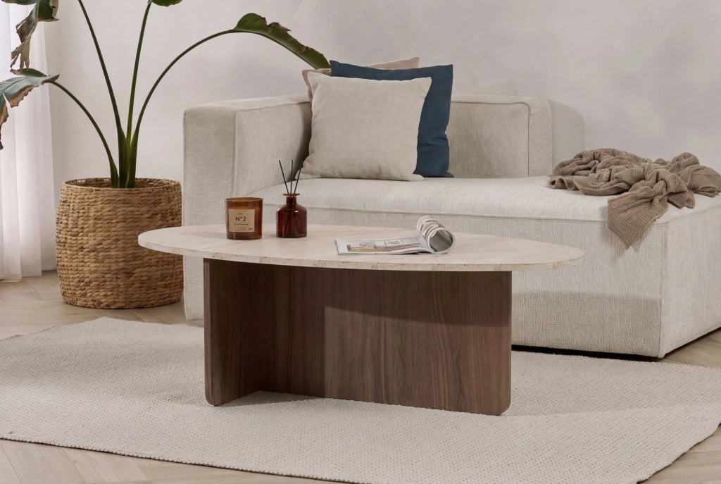 Tavolino in legno "Orba" - 120 x 65 x 40 cm - Travertino
