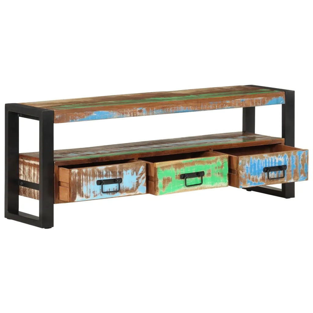 Mobile Porta TV 120x30x45 in Legno Massello di Recupero 351671