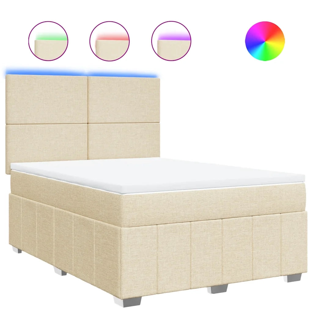 vidaXL Giroletto a Molle con Materasso Crema 160x200 cm in Tessuto