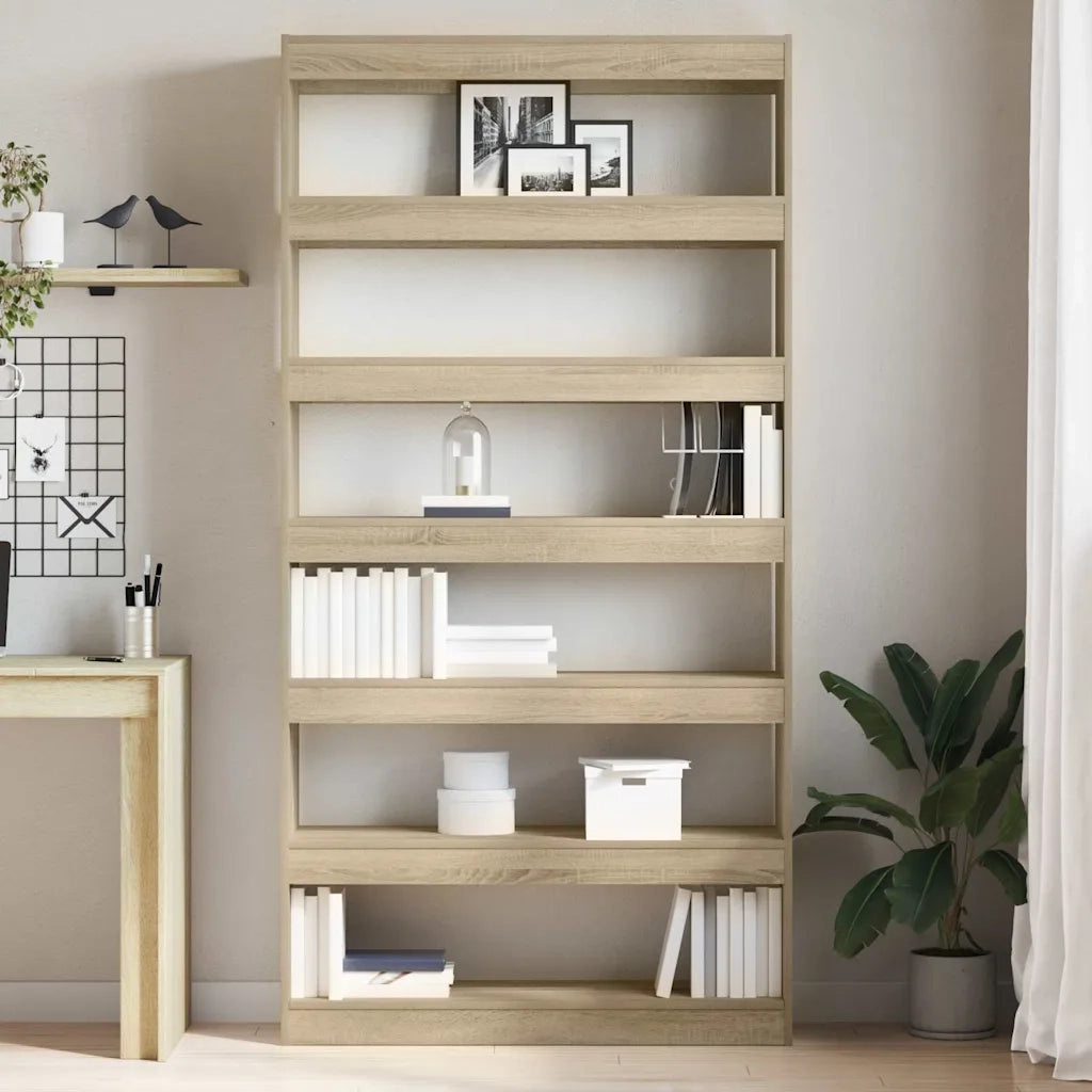 Armadio per Libri 6 livelli 100 x 30 x 198 cm Rovere Sonoma 3333926
