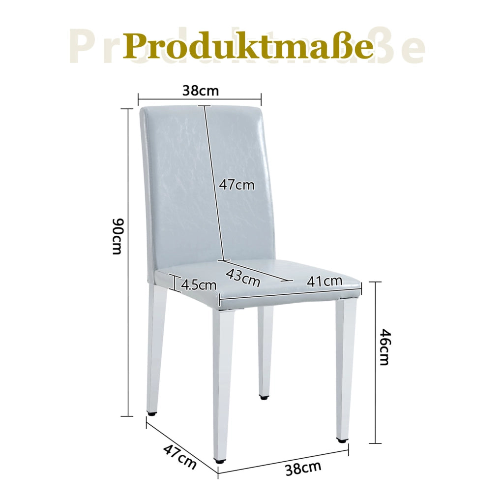 Set di 4 sedie da pranzo grigio chiaro e argento