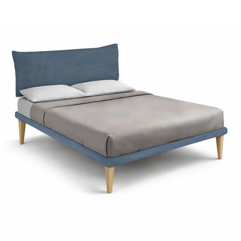 Letto imbottito Letto Matrimoniale alla Francese 140x190 cm Soft - Con rete,Microfibra,Blu