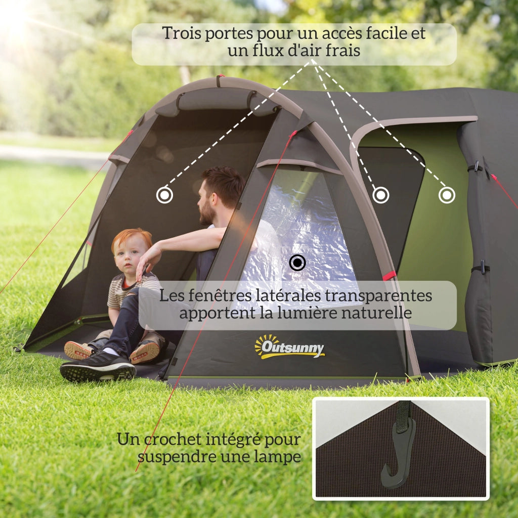 Tenda da campeggio familiare 2-4 persone impermeabile ¨C zephmum ¨C 3.6x2.5x1.3 m nero