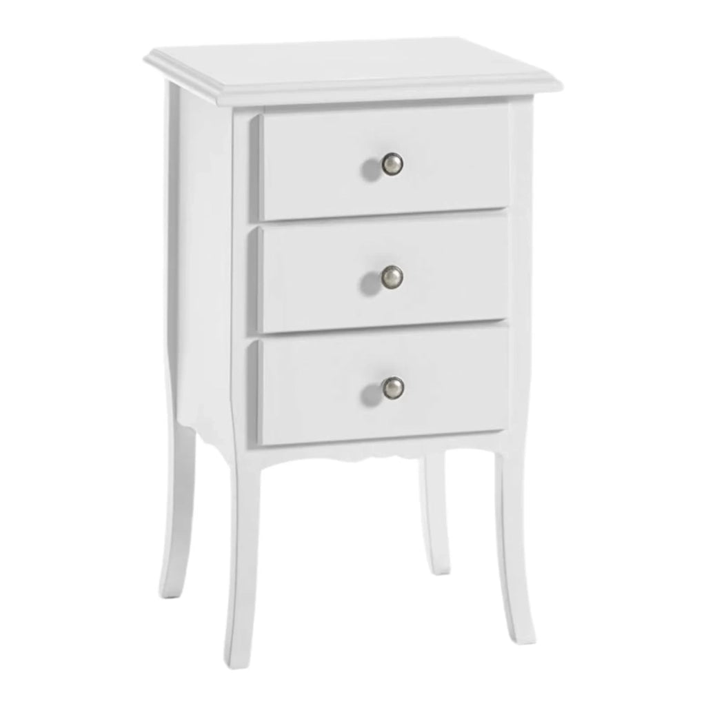 Comodino classico 3 cassetti shabby bianco  45x34x71 - Mobili 2G