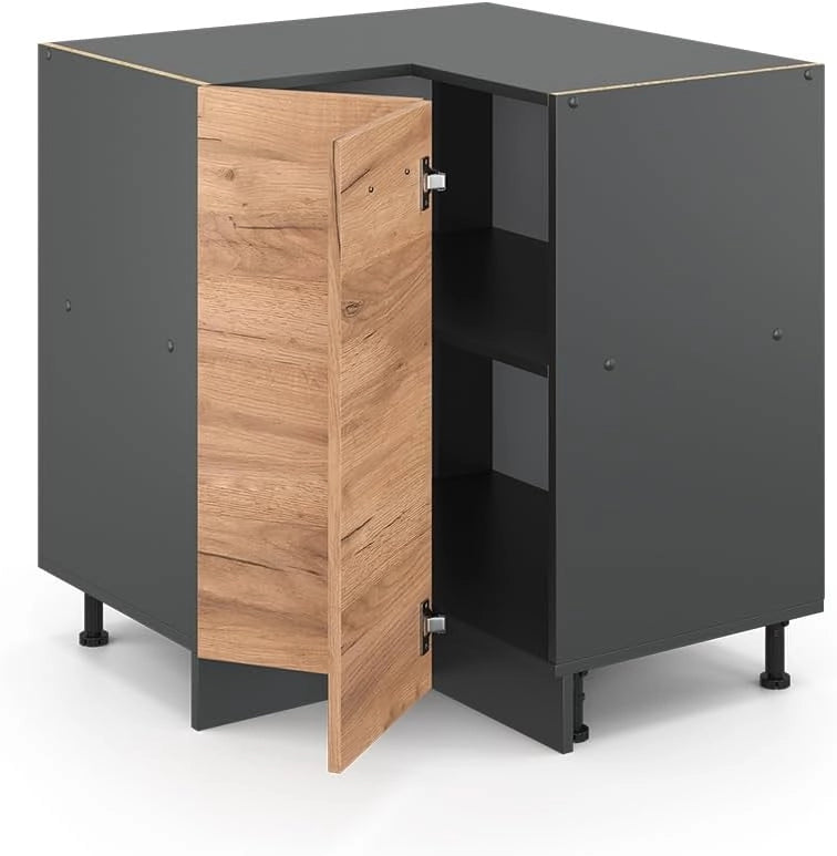 mobile ad angolo cucina R-line, Quercia dorata/Antracite, 75.6 cm senza piano di lavoro