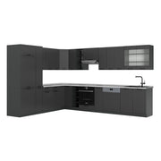 Cucina angolare completa Fame-Line Grigio scuro/Antracite 347 x 60 cm, PL Marmo Vicco