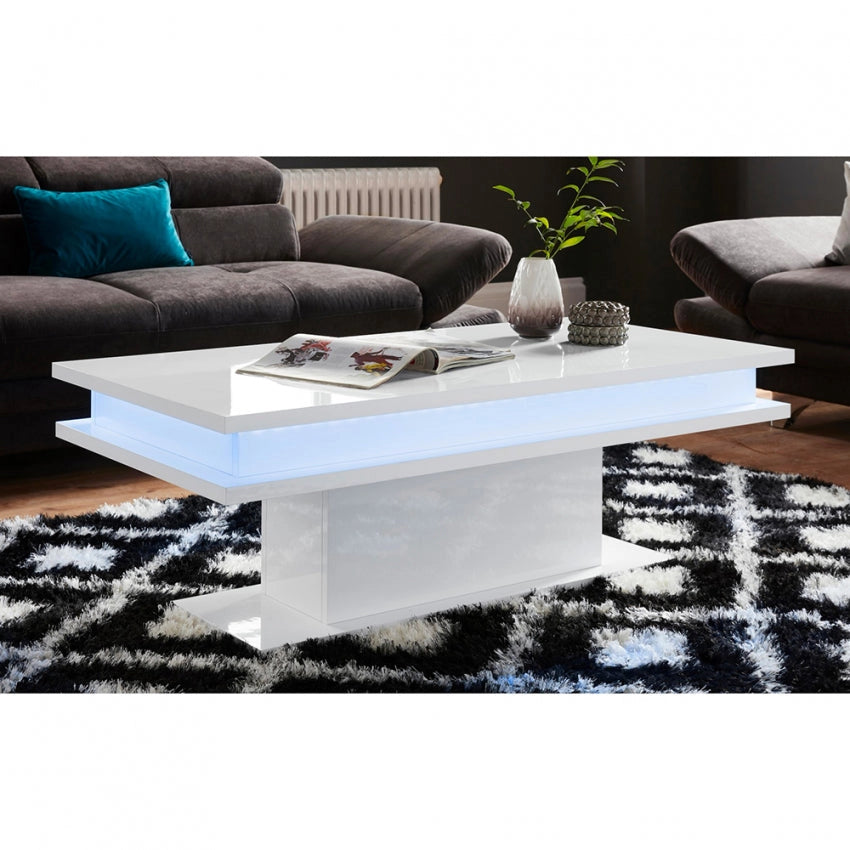 Tavolino da caffè moderno con luce led bianco lucido: LITTLE BIG