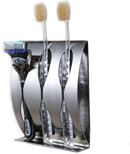 Sostegno per spazzola da denti in acciaio inossidabile, fissaggio a parete per spazzola da denti per la stanza da bagno, sostenitore duraturo autofissante per la stanza da bagno, cucina, senza perforazione (3 fori)