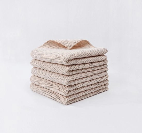 Set di asciugamani di microfibra, assorbenti, riutilizzabili, 5 pezzi, misura 30x30cm, adatti per pulire auto, cucina e casa, senza pelucchi.