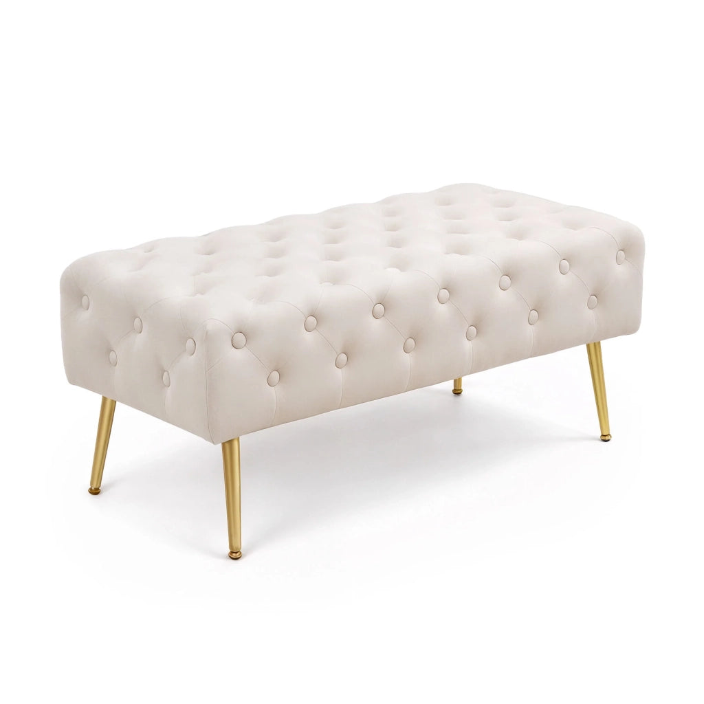 Panca imbottita in velluto trapuntato 100 cm MONACO Beige