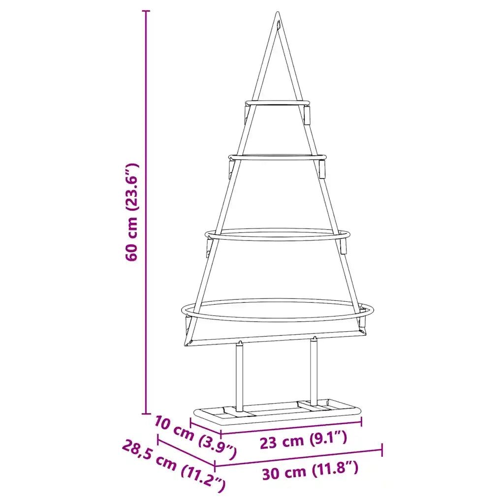 Albero di Natale | Decorazioni natalizie in metallo con supporto Oro 60 cm